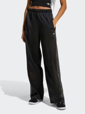 adidas Black Wide-Leg Track Pants with Side Stripe - size large - new with tags